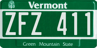 VT license plate ZFZ411