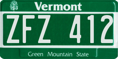 VT license plate ZFZ412