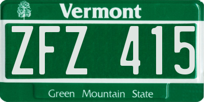 VT license plate ZFZ415