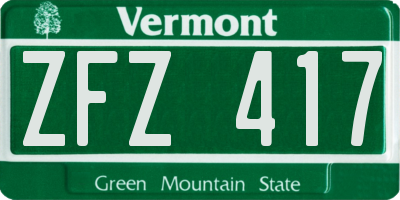 VT license plate ZFZ417