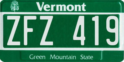 VT license plate ZFZ419