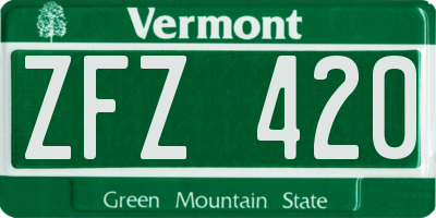 VT license plate ZFZ420