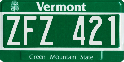 VT license plate ZFZ421