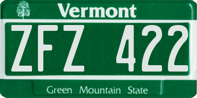 VT license plate ZFZ422