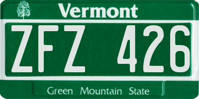 VT license plate ZFZ426