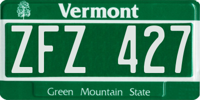 VT license plate ZFZ427