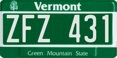 VT license plate ZFZ431