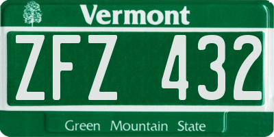 VT license plate ZFZ432