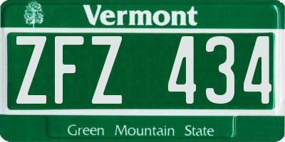 VT license plate ZFZ434