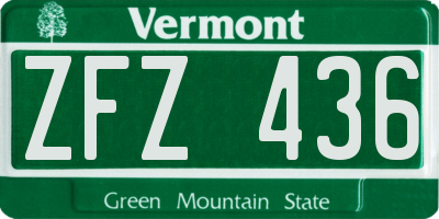 VT license plate ZFZ436