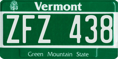 VT license plate ZFZ438