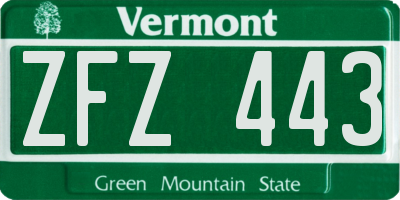 VT license plate ZFZ443