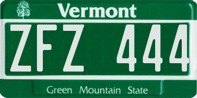 VT license plate ZFZ444