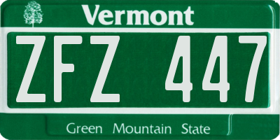VT license plate ZFZ447