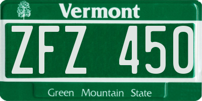 VT license plate ZFZ450