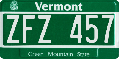 VT license plate ZFZ457