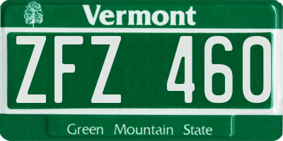 VT license plate ZFZ460