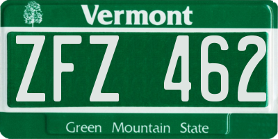 VT license plate ZFZ462