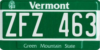 VT license plate ZFZ463