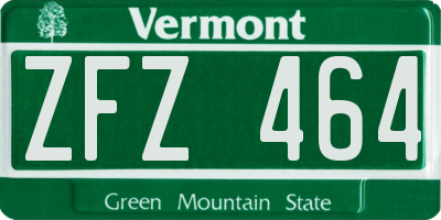 VT license plate ZFZ464