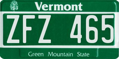 VT license plate ZFZ465