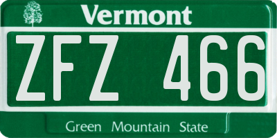 VT license plate ZFZ466
