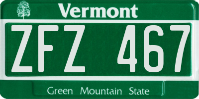 VT license plate ZFZ467