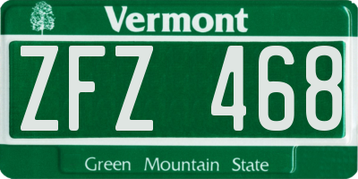 VT license plate ZFZ468
