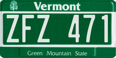 VT license plate ZFZ471