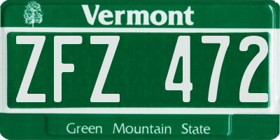 VT license plate ZFZ472
