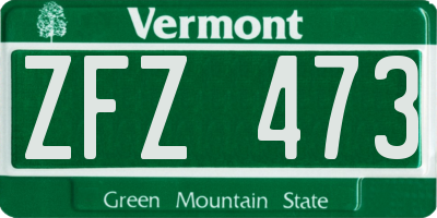 VT license plate ZFZ473