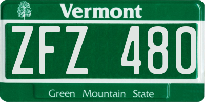 VT license plate ZFZ480