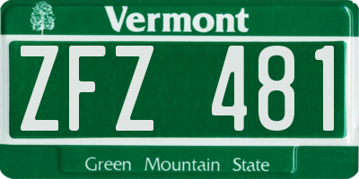 VT license plate ZFZ481
