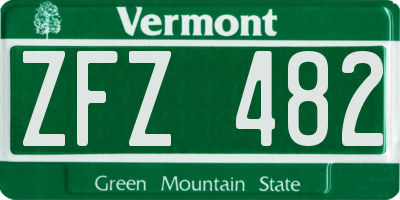 VT license plate ZFZ482