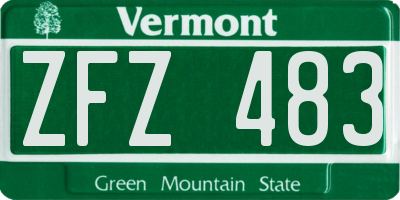 VT license plate ZFZ483