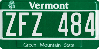 VT license plate ZFZ484