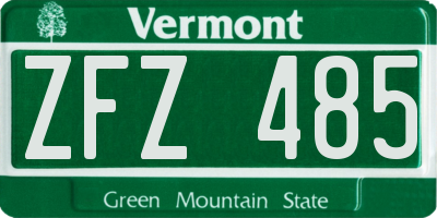 VT license plate ZFZ485