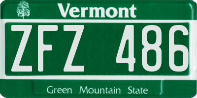 VT license plate ZFZ486