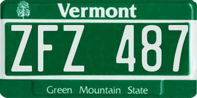 VT license plate ZFZ487