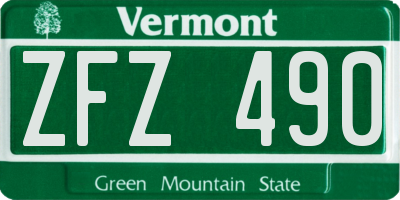 VT license plate ZFZ490