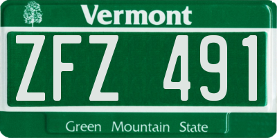 VT license plate ZFZ491