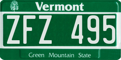 VT license plate ZFZ495
