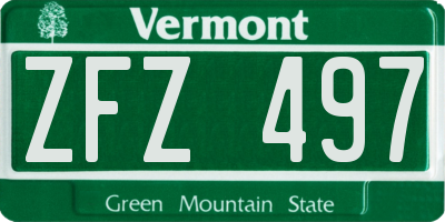 VT license plate ZFZ497