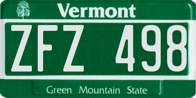 VT license plate ZFZ498