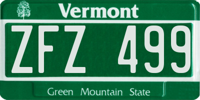 VT license plate ZFZ499