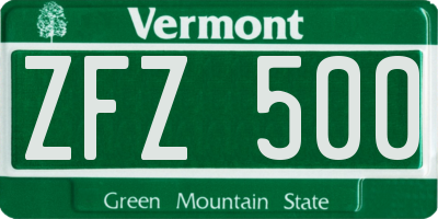 VT license plate ZFZ500