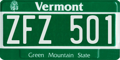 VT license plate ZFZ501