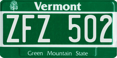 VT license plate ZFZ502