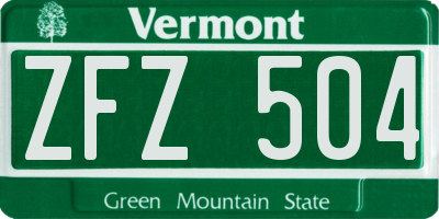 VT license plate ZFZ504
