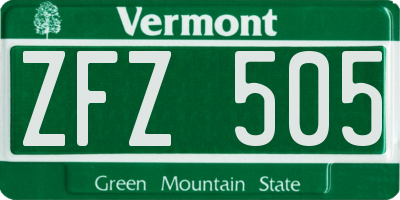 VT license plate ZFZ505